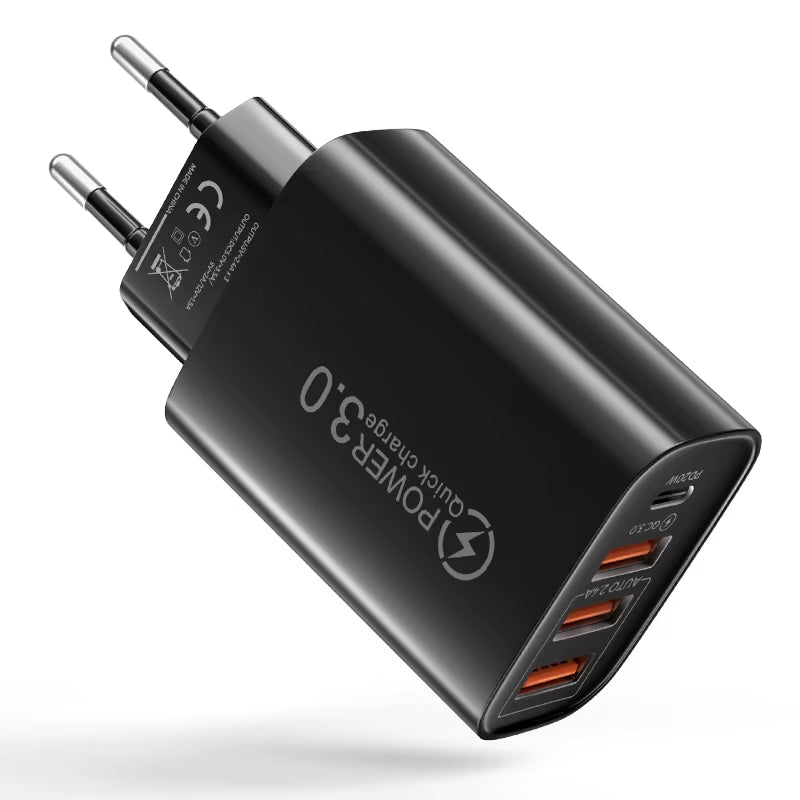 48W USB Charger QC 3.0 Type C PD Fast Charge for Iphone 12 13 Max Samsung S21 Huawei Xiaomi Mobile Phone EU/US Plug Wall Charger