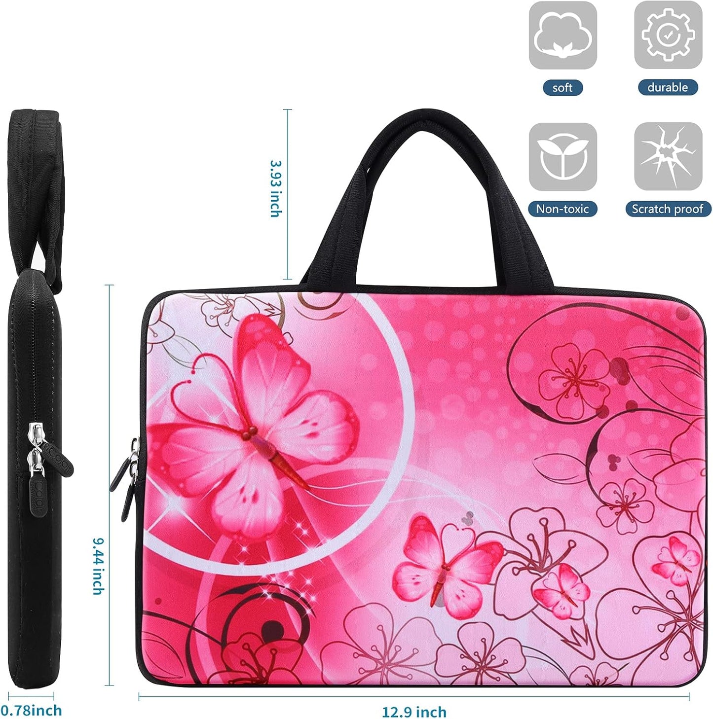 11 11.6 12 12.1 12.5 Inch Laptop Carrying Bag Chromebook Case Notebook Ultrabook Bag Tablet Travel Cover Neoprene Sleeve for Apple Macbook Air Samsung Google Acer HP DELL Lenovo Asus Pink