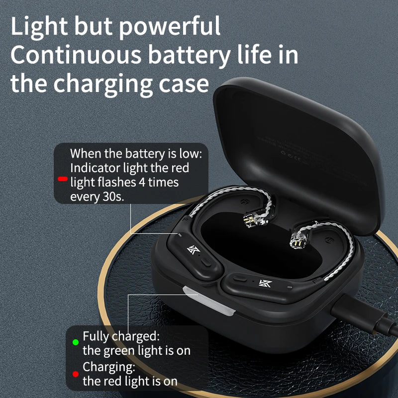 AZ09 HD Bluetooth 5.2 Ear Hook Headset Cable HIFI Wireless Upgrade Cable with Charging Case Z1 S2 ZSTX Z1 ZSX DQ6 ZS10 PRO