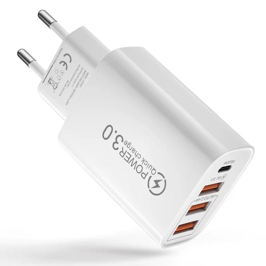 48W USB Charger QC 3.0 Type C PD Fast Charge for Iphone 12 13 Max Samsung S21 Huawei Xiaomi Mobile Phone EU/US Plug Wall Charger