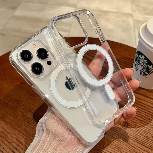 Clear Magnetic Circle Phone Case for Iphone 17 16 15 14 13 12 11 Pro Max XS XR for Magsafe Magnetic Wireless Charging Cases